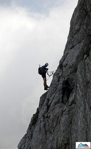 Malá česká skupina ve ferratě od bivaku Nogara to italské cesty na Mangart