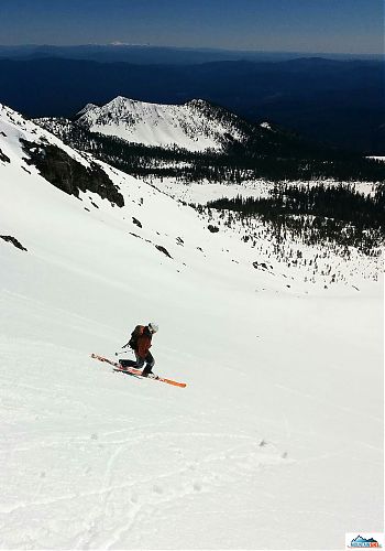 Telemark skiing on the slopes of Mt. Shasta