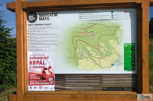 Mapka trailů u koupaliště ve Zděchově