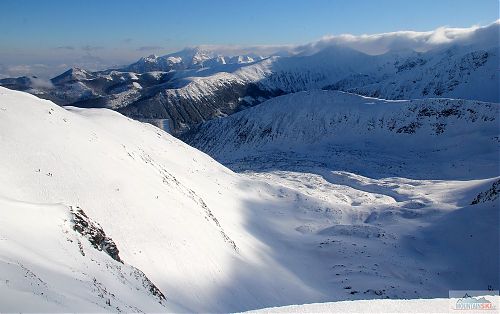 Skialpinistické hřiště ve Spálené dolině z nadhledu