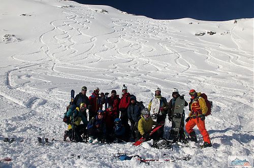 Část skialpově-splitboardové úderky v závěru Velké Studené doliny