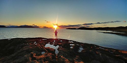 Západ slunce z Bodosjoen Camping