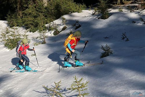 Stoupání na tuleních pásech v podání #skimokids